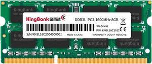 KingBank Computer Notebook Memory Ram  DDR3 8GB 1600MHz CL11 1.5V for Notebook Computer High Performance Gaming Office