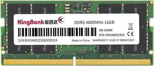 KingBank Computer Memory Ram DDR5 16GB 4800MHz CL40 1.1V for Notebook Computer High Performance Gaming Office