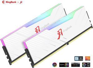KingBank RGB Computer Desktop Memory Ram Hynix M-die  DDR5 32GB(2x16GB) 6400MHz CL32 1.4V with Heatsink for Desktop Computer High Performance Gaming, White
