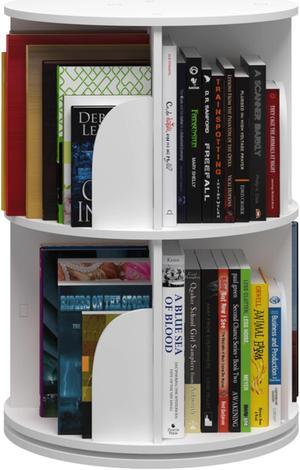 Toytexx Inc 2 Tier 360° Rotating Stackable Shelves Bookshelf Organizer (White)