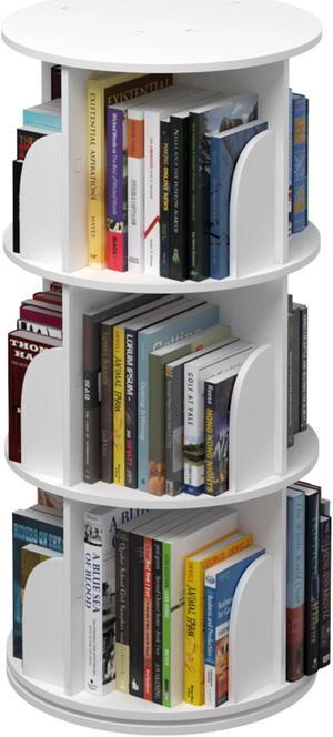 Toytexx Inc 3 Tier 360° Rotating Stackable Shelves Bookshelf Organizer (White)