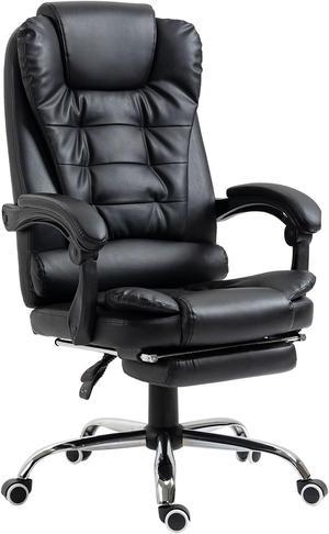 Toytexx Inc Ergonomic Office Chair, PU Leather Office Chair with Footrest, Reclining Function, Lumbar Support for Home, Office (Black) - USBGY-1HEI