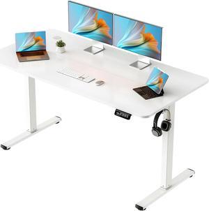 Toytexx Inc Electric Standing Desk, 140 x 60 cm Steel Adjustable Height Desk, Quick Assembly, Ultra-Quiet Motor - SM22F-05R-1460 - White