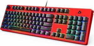 Toytexx Inc KM-G18 Red Mechanical Keyboard, Gaming Keyboard with 104 keys, Red Switches, RGB Backlight for PC and Mac