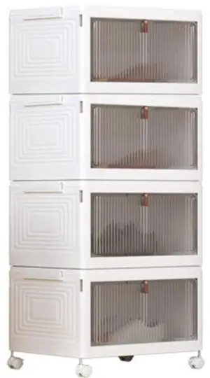 Toytexx Inc 4-Tier Foldable Shoe Storage Cabinet with Magnetic Doors and Wheels