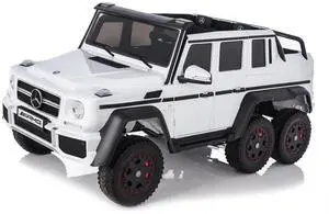 Toytexx Inc 24V Licensed White Mercedes-AMG G63 6x6 Kids Ride-On Car, 2-Seater, Remote Control, Deluxe Edition