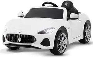 Toytexx Inc 12V UENJOY Maserati GranCabrio Kids Ride-On Car, Remote, LED, Music, Safety Features, White