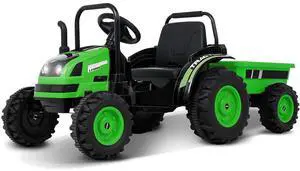 Toytexx Inc 6V UENJOY Tractor Ride-On with Wagon, Remote, Music, Horn, Suspension