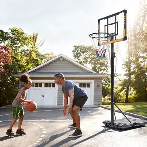 Toytexx Inc 6-7ft Portable Adjustable Kids Basketball Hoop with Wheels, 28" Backboard