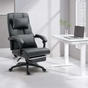 Toytexx Inc Leather Ergonomic Gaming Office Chair with Footrest, Lumbar Support, Swivel Wheels