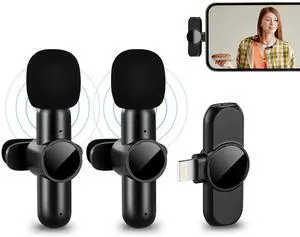 Toytexx Inc Title 2-Pack Wireless Lavalier Microphones for iPhone/iPad (Lightning): Plug & Play, 65ft Range