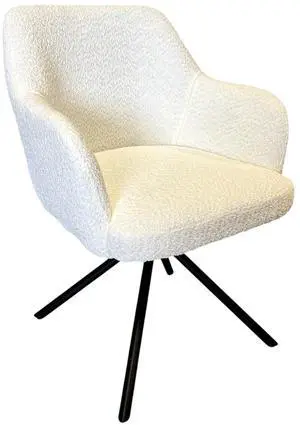 Toytexx Inc White Fleece Accent Lounge Chair with Armrests, Metal Legs, Non-Rotating