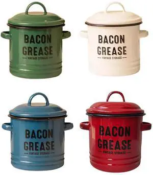 Toytexx Inc Bacon Grease Container with Strainer & Airtight Lid (White)