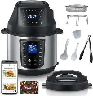 Toytexx Inc 20-in-1 Pressure Cooker & Air Fryer Combo (6L Stainless Steel) - 15 Preset Menus