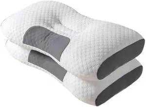 Toytexx Inc Cervical Neck Pillow, Contoured Orthopedic Massage Pillow with Memory Foam for Neck, Spine Support (2-Pack)