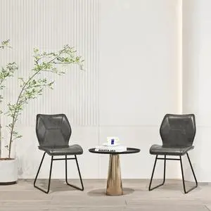 Toytexx Inc 2-Set Dining Chairs - PU Leather with High-Density Sponge & Metal Legs, Ergonomic Design for Home, Kitchen, Dining Room (Grey)