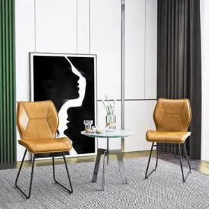 Toytexx Inc 2-Set Dining Chairs - PU Leather with High-Density Sponge & Metal Legs, Ergonomic Design for Home, Kitchen, Dining Room (Brown)