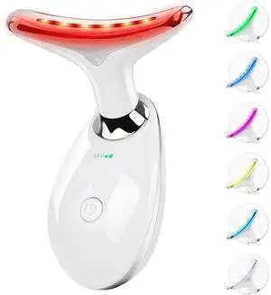 Toytexx Inc 7-Light LED Face & Neck Massager: Portable Beauty Skin Care Tool (White)