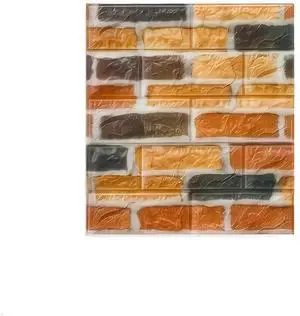 Toytexx Inc 20-Pack 3D Brick Wall Tile Stickers: Self-Adhesive Foam Wallpaper - Easy Peel & Stick (Orange)