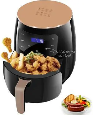 Toytexx Inc 6L Air Fryer, 2400W XL Digital Air Fryer with Touch Screen, 8 Presets, Temperature Control, Non-Stick Basket & Recipe Book (Black)