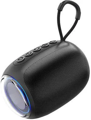 Toytexx Inc Portable Bluetooth Speaker with RGB Lights, TWS Wireless 15W Speaker, AUX Input, 12-Hour Playtime, Built-in Mic, USB-C Charging, for PC, Tablet, Phone (Black)