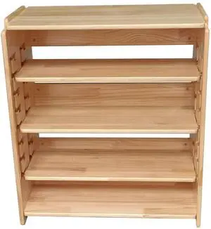 Toytexx Inc Adjustable Wooden Shelf Organizer, Multi-Tier Rack with Movable Shelves, 60x52.4x30cm Storage Unit for Kitchen, Entryway, Living Room, Office