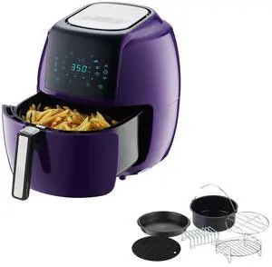 Toytexx Inc 5.8Qt Purple Air Fryer, 1400W Electric with Touchscreen, 8 Presets, 6Piece Accessory Set, LowFat Cooking
