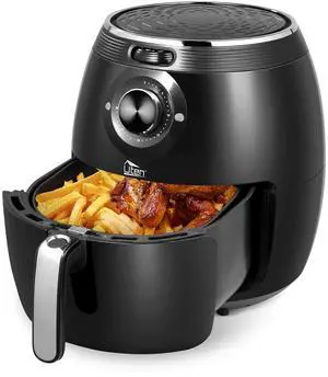 Toytexx Inc 5.8Qt Air Fryer, 1700W Digital Electric Cooker with Non-Stick Basket, 8 Presets, Temp Control & Recipe Book - Black
