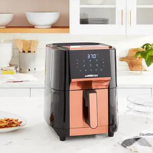 Toytexx Inc 7Qt XL Air Fryer with Dehydrator  1700W, 3 Racks, Touchscreen, Preheat & Broil (Copper)