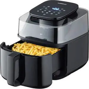 Toytexx Inc 5.5Qt XL Air Fryer 1400W - 180° Viewing Window, 8 Presets, LED Touchscreen (Black)