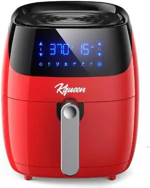 Toytexx Inc 4.7Qt Air Fryer 1400W - LED Touchscreen, 6 Presets, Viewing Window, Auto ShutOff, OverHeat Protection (Red)