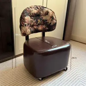 Toytexx Inc Vintage Vanity Chair with Floral Backrest & 360° Wheels - Brown