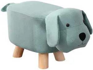 Toytexx Inc Plush Dog-Shaped Kids Stool with Wooden Legs - Soft Brown Puppy Ottoman Seat for Nursery, Playroom, or Bedroom Decor