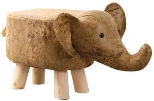 Toytexx Inc Elephant-Shaped Kids Ottoman with Legs - Upholstered Stool for Nursery, Toddler Room, or Play Space Seating