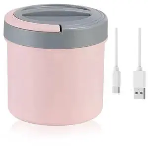 Toytexx Inc 1.2L USB Heated Lunch Box - Portable Electric Food Warmer with 304 Stainless Steel Inner, Leakproof & Compact Bento Box for Office, School, Car & Travel, Pink