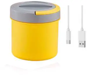 Toytexx Inc 1.2L USB Heated Lunch Box - Portable Electric Food Warmer with 304 Stainless Steel Inner, Leakproof & Compact Bento Box for Office, School, Car & Travel, Yellow