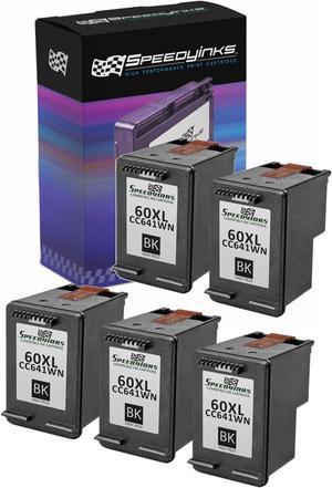 SPEEDYINKS Ink Cartridge Replacement for HP 60XL High Yield (Black, 5-Pack) compatible with HP Photosmart, ENVY e All-in-one, and Deskjet printers
