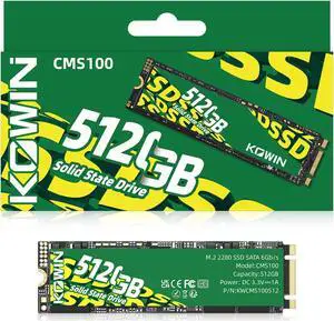 KOWIN CMS100 M.2 SATA 6Gb/s SSD 512GB, R/W up to 520/515MB/s,SATA3.0 M.2 2280 interface desktop/laptop universal computer hard drive high-speed SATA6Gb/s built-in solid state drive 512GB