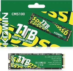 KOWIN CMS100 M.2 SATA 6Gb/s SSD 1TB, R/W up to 520/515MB/s,SATA3.0 M.2 2280 interface desktop/laptop universal computer hard drive high-speed SATA6Gb/s built-in solid state drive 1TB