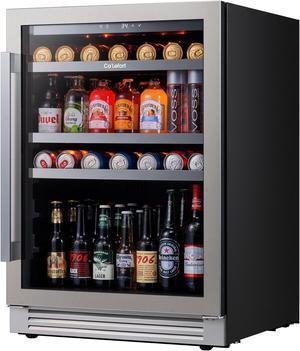 Ca'Lefort 24 Inch Beverage Refrigerator cooler, 180 Can Beverage Fridge with Glass Door 3 LED Drink Fridge Built in or Freestanding for Home/Kitchen(5.65 cu.ft)