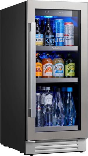 Ca'Lefort 15 Inch Beverage Refrigerator cooler, 80 Can Beverage Fridge with Glass Door Drink Fridge Built-in or Freestanding for Home/Kitchen(3.0 cu.ft)