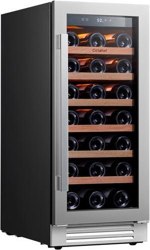 Ca'Lefort 15 Inch Wine Fridge, 33 Bottle Wine Cooler Refrigerator with Glass Door,Built-in or Freestanding Wine cellar for Home/Bar/Kitchen (3.0 cu.ft)