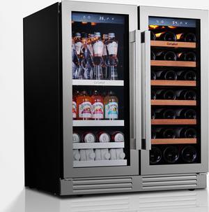 Ca'Lefort 30 Wine & Beverage Refrigerator 80 Can & 33 Bottle Extra Large Capacity Design Chilled Wine Cooler Built-In/Suspended Dual Temperature Zone Operable Kitchen Smart Beverage Cabinet