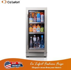 Ca'Lefort 15 Inch Beverage Cooler - 80 Can Refrigerator with Glass Door, Ideal for Home/Kitchen Use, Designed for Built-in or Freestanding Installation (3.0 cu.ft)