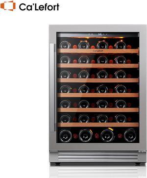 Ca'Lefort 24 Inch Wine Fridge - 54 Bottle Wine Cooler Refrigerator with Glass Door, 40-65°F Temperature Range, 3 LED Lights, Built-in or Freestanding Wine Cellar for Home/Bar/Kitchen (5.65 cu.ft)