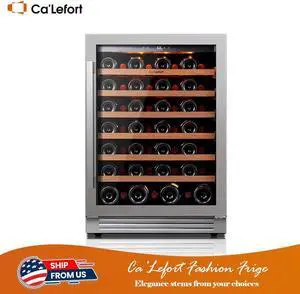 Ca'Lefort 24 Inch Wine Refrigerator - 54 Bottle Wine Cooler with Glass Door 40-65°F Temperature Control 3 LED Lighting Perfect for Built-in or Freestanding Storage in Home Bar or Kitchen (5.65 cu.ft)