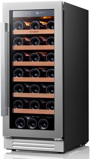 Ca'Lefort Whisper-Quiet Wine Refrigerator - 40-65°F Dual-Zone Control Modern Gray Tempered Glass & Freestanding Design | ETL-Certified for Kitchen/Office
