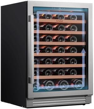 Ca'Lefort Energy-Efficient Wine Fridge - R600a Compressor & Sabili Wood Shelves ETL-Certified 54-Bottle Capacity | Amber/White/Blue LED Display for Elegant Storage