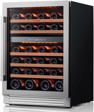 Ca'Lefort Quiet Wine Refrigerator - 40-65°F Dual-Zone Control & Freestanding Design 5.65 Cu.Ft Capacity with Amber/White/Blue LED Lighting | Perfect for Entertainment/Kitchen Use
