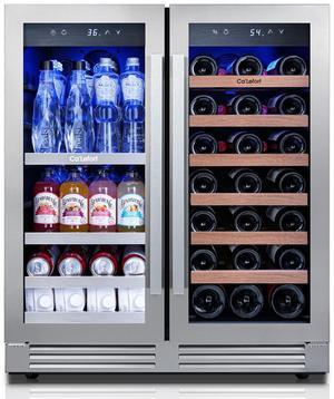 Ca'Lefort Energy-Efficient Wine Fridge - R600a Compressor & ETL-Certified Cooling Dual Evaporators + Auto Defrost | 33-Bottle & Beverage Storage for Large Collections/Entertainment